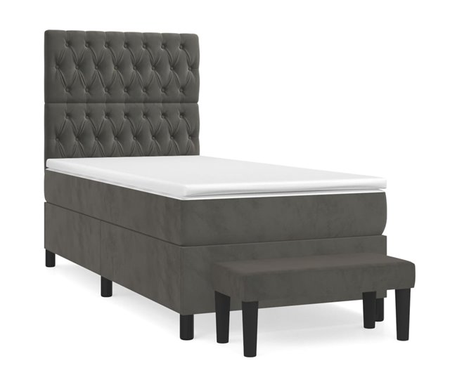 Cama box spring 100x200 Gris Oscuro