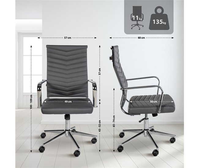 Silla de oficina - Canby - Simil cuero Gris