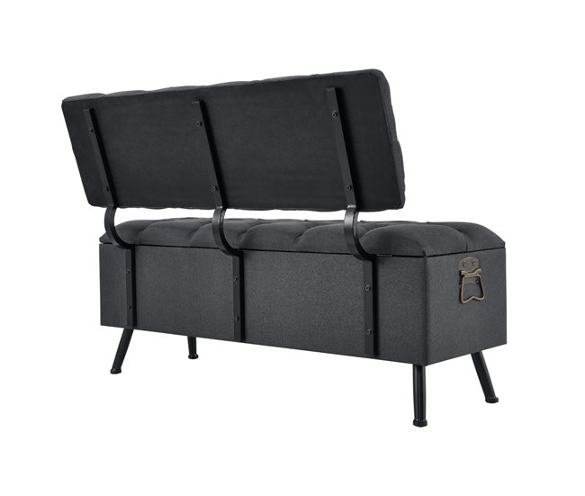 Banco Malmöhus con almacenamiento tapizado metal/poliéster Gris Oscuro