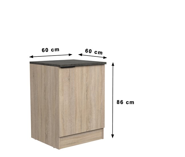 Módulo bajo FUMAY de 60cm con 1 puerta Roble