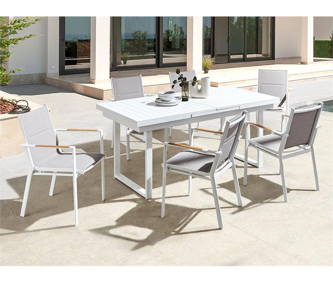 Beliani Conjunto de comedor VALCANETTO/BUSSETO Blanco/ Gris