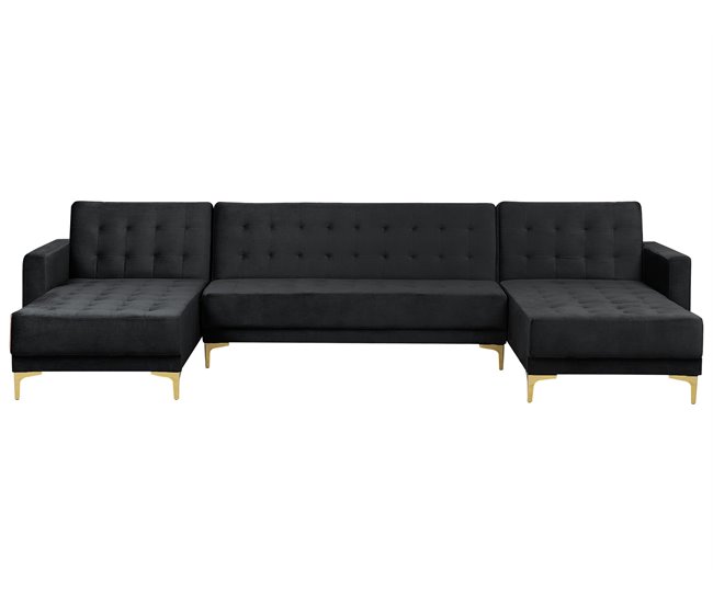 Beliani Sofá cama Terciopelo ABERDEEN Negro