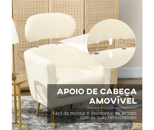 Sillón de Salón Poliéster, Metal HOMCOM, hogar - muebles de salón Crudo