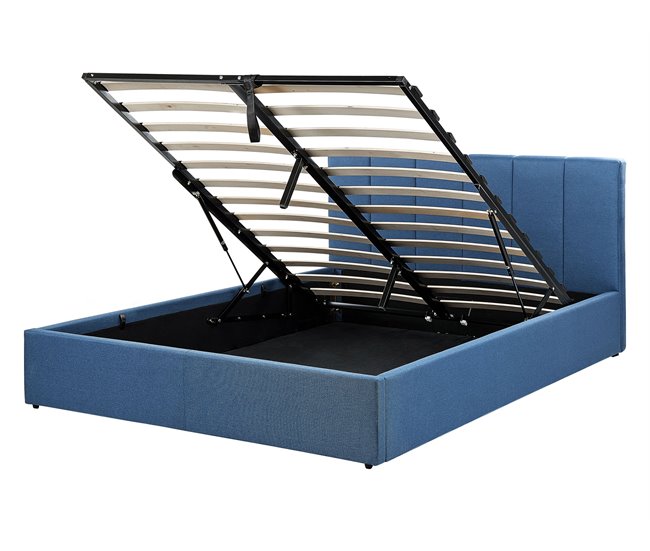 Beliani Cama con somier Poliéster DREUX 151x214 Azul