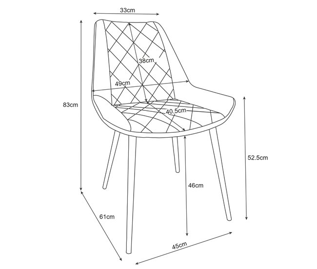 4x Silla tapizada capitoné de terciopelo SJ.0488 Negro