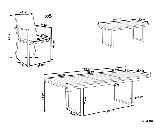 Beliani Conjunto de comedor VALCANETTO/BUSSETO Blanco/ Gris