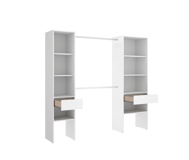 Vestidor Suit  columnas +  cajones Blanco