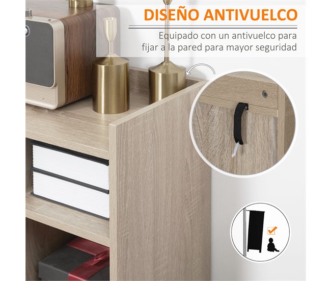 Aparador Auxiliar Melamina de Madera HOMCOM 80 Marron