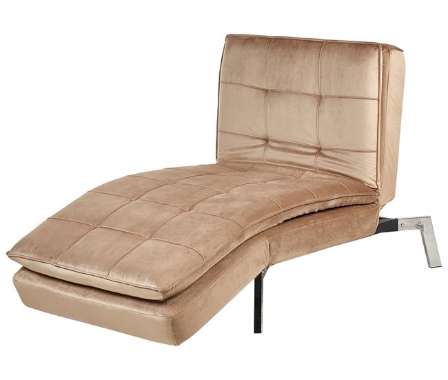 Beliani Chaise longue Terciopelo LOIRET Marron Claro