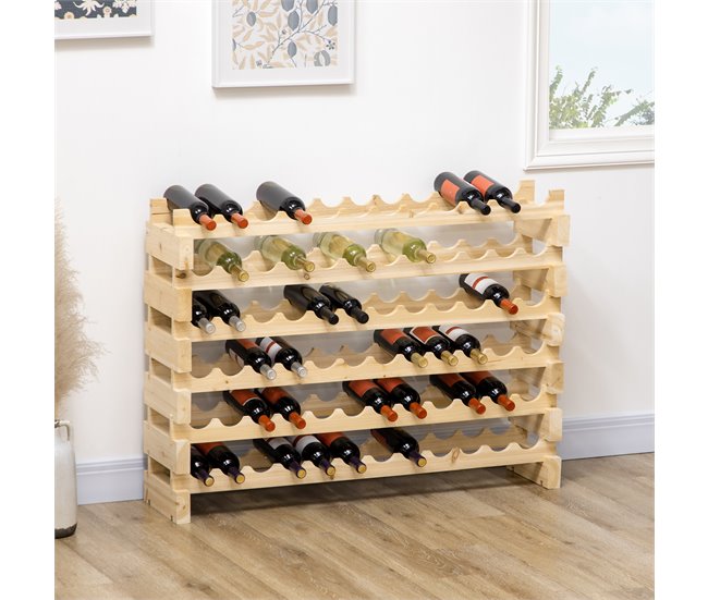 Botellero para Vino Madera de Abeto HOMCOM, hogar - cocina Marron