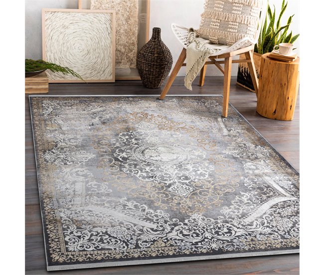 Alfombra LUCE 91 moderna Ornamento vintage Structural 115x170 Gris