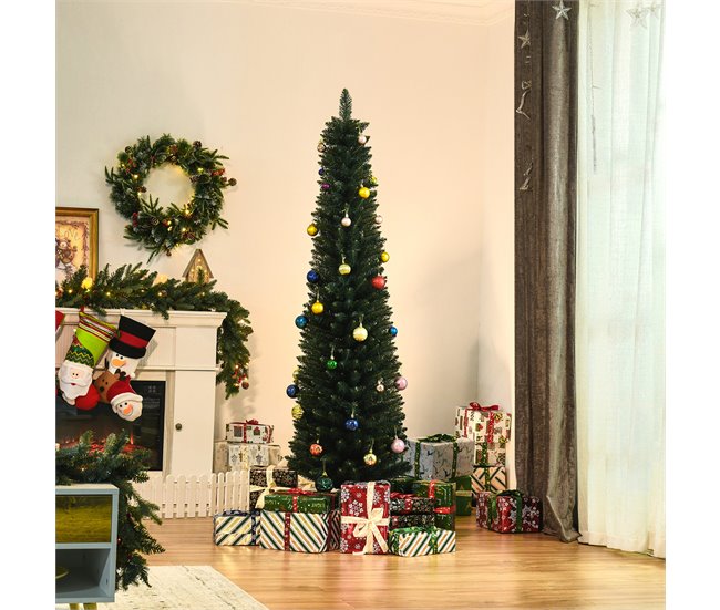 Árbol de Navidad PVC, Metal HOMCOM, hogar - decoración hogareña Verde