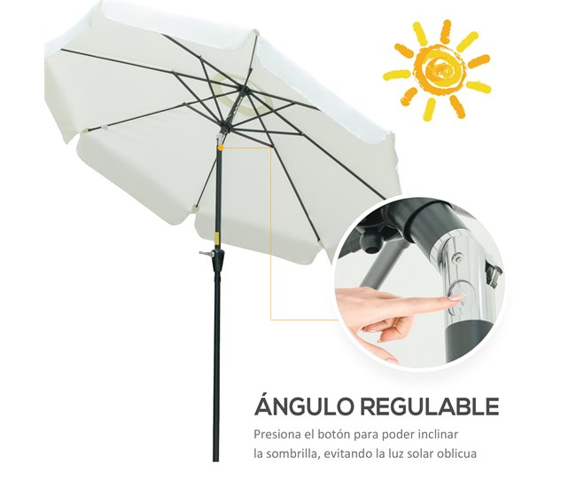 Sombrilla de Jardín Aluminio, Metal, Poliéster Outsunny 266x266 Crudo