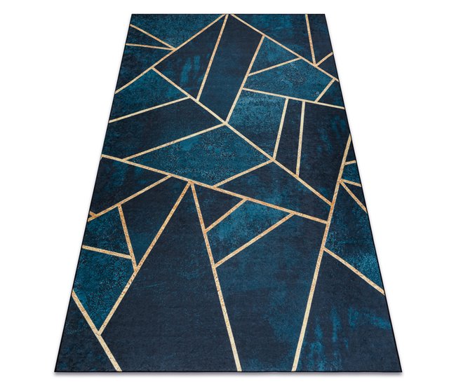 Alfombra lavable ANDRE 1173 mosaico Geométrico 80x150 Azul
