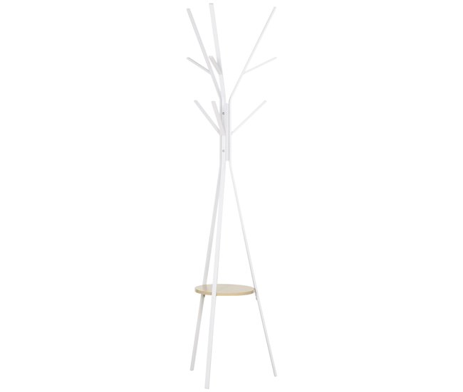 Perchero de Pie Metálico Metal, MDF HOMCOM Blanco