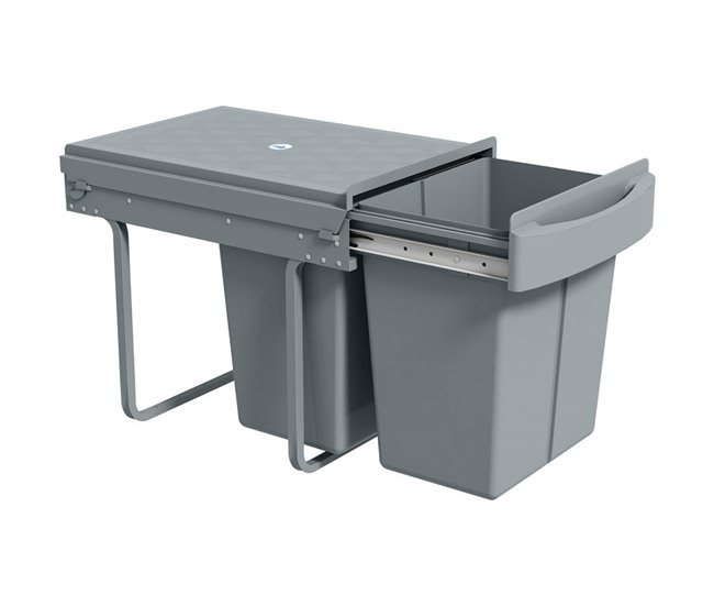 Cubo Basura Extraíble ABS, Metal HOMCOM, hogar - cocina Gris
