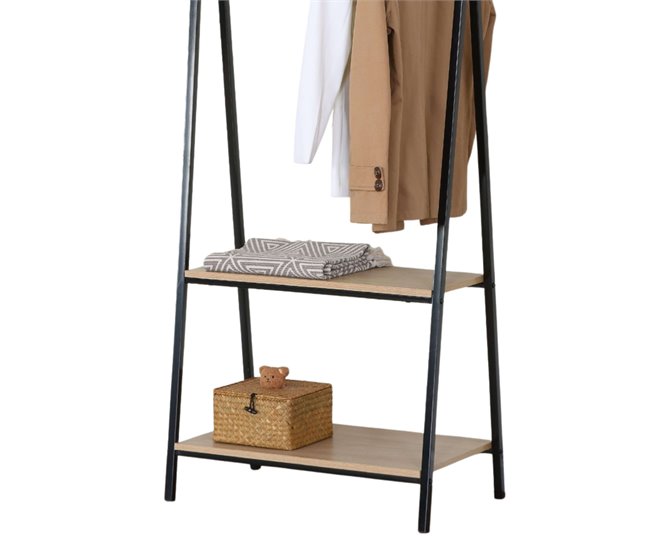 Burro de Ropa 2 Estantes Dormitorio Melamina y Metal Multicolor