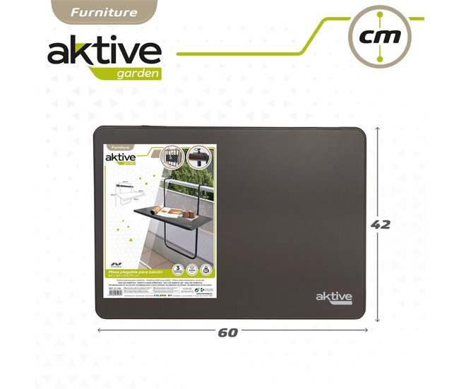 Mesa plegable balcón multiposición Aktive Antracita