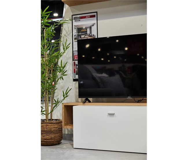 Compacto TV ARY 225cm blanco y roble Blanco/ Madera
