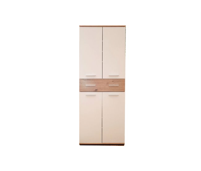 Zapatero JACKY 4 puertas 1 cajón Blanco/ Madera