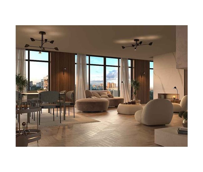 Lámpara De Pie Aluminio Serie Capuccina Negro