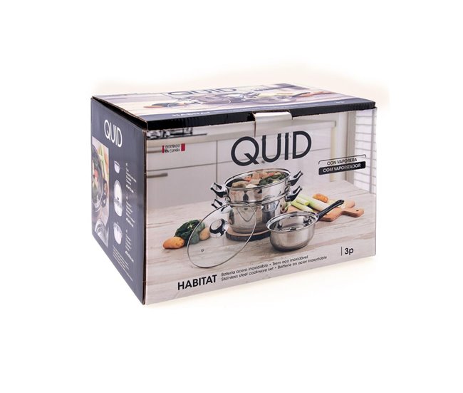 Batería de cocina 3 piezas Hábitat Quid Plateado