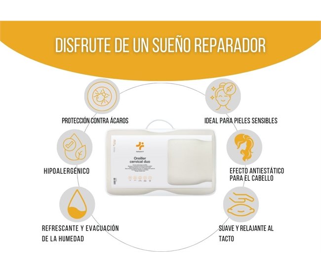 Almohada Ergonómica Cervical DUO con Funda de Bambú Blanco