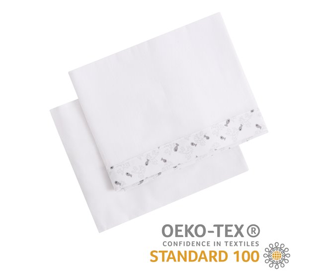 Sábana bajera + encimera para cuna Blanco/ Gris