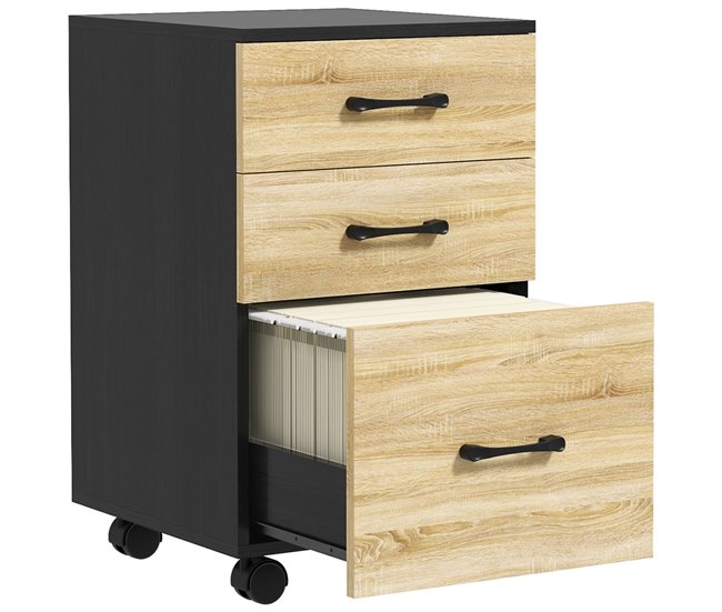 Cajonera de Oficina Melamina de Madera HOMCOM Marron