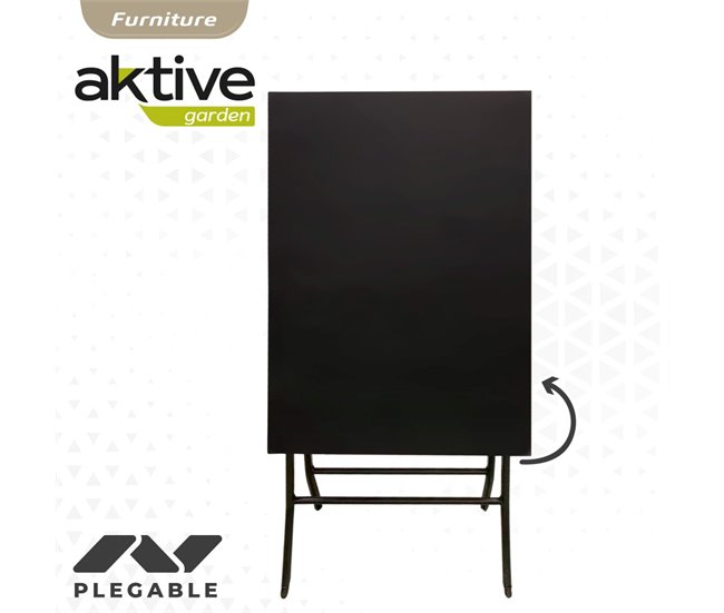 Mesa cuadrada plegable jardín Aktive Negro