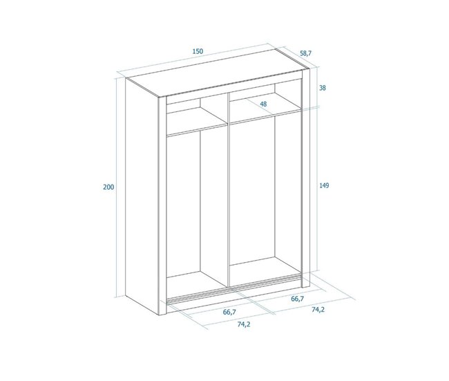 Armario Sava  puertas correderas con espejo sahara 114 Blanco