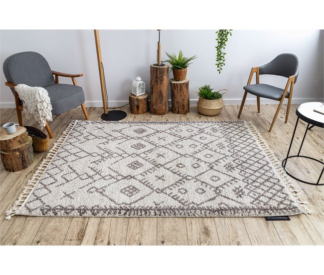 Alfombra BERBER TANGER B5940 Franjas Bereber Marroquí 120x170 Crema
