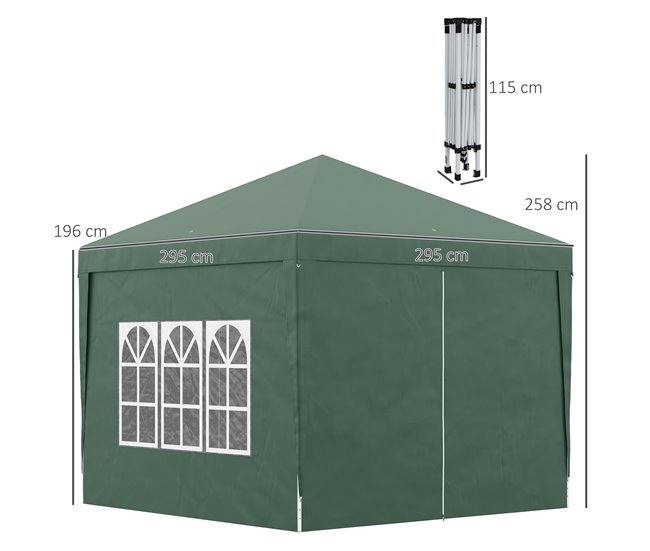 Carpa Plegable Tela Oxford, Acero Outsunny 295x295 Verde
