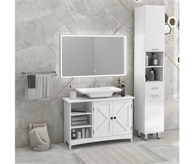 Armario de Baño MDF kleankin, hogar - baño Blanco