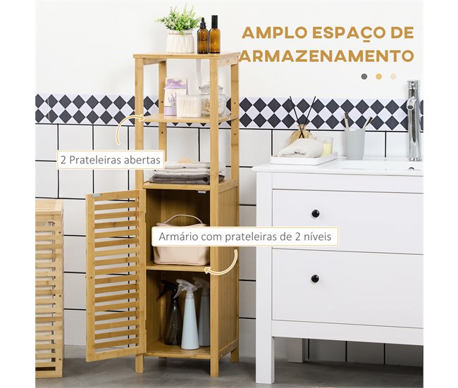 Armario de Baño Bambú kleankin, hogar - muebles de dormitorio Marron