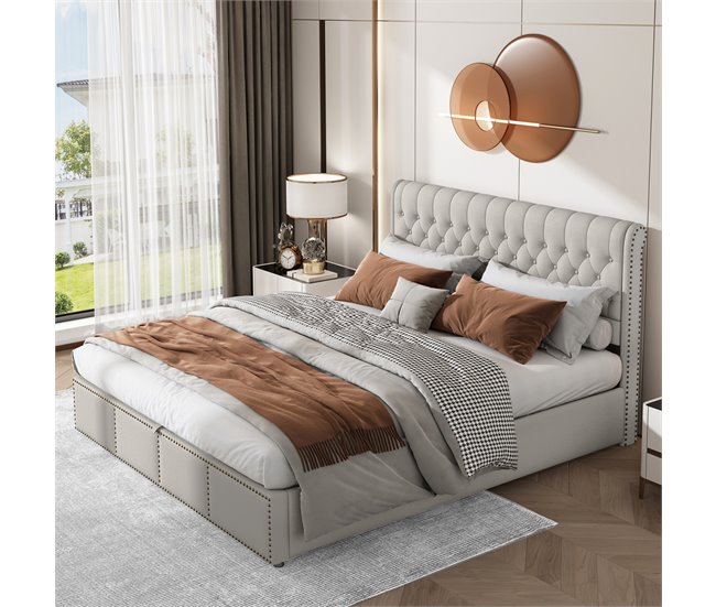 Cama con almacenamiento 200x160 Gris Claro