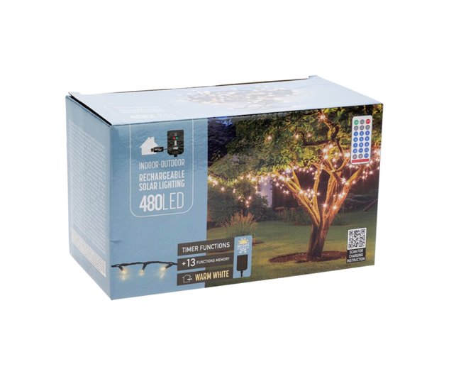 Guirnalda con 480 luces control remoto y Temporizador Negro