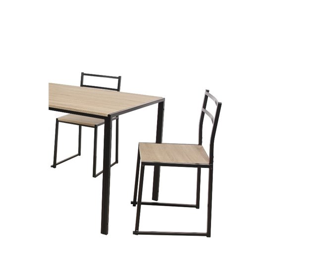 Conjunto de mesa y 4 sillas SIDNEY Negro/ Madera