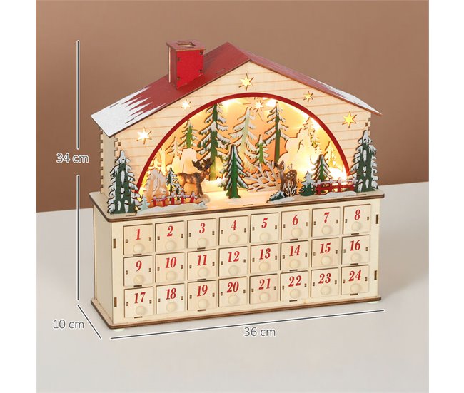 Calendario Adviento Navidad Tablero Multicapa HOMCOM Marron