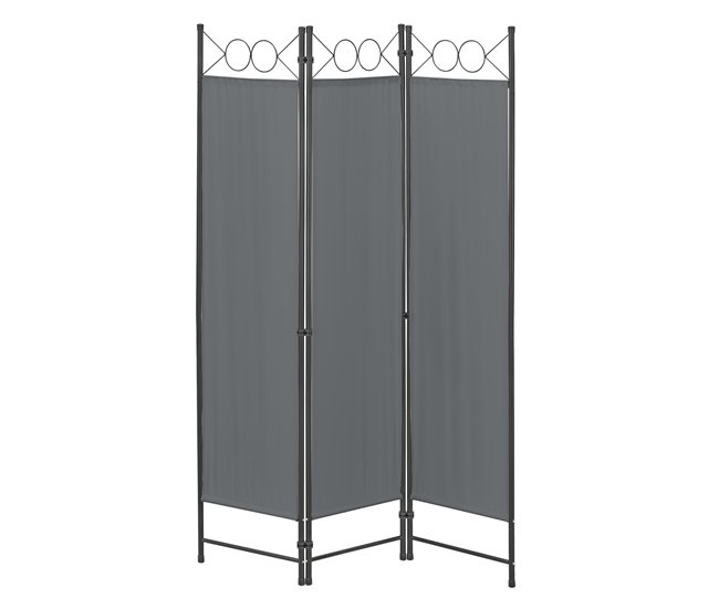 Biombo Separador de 3 Paneles Saragossa Gris Oscuro
