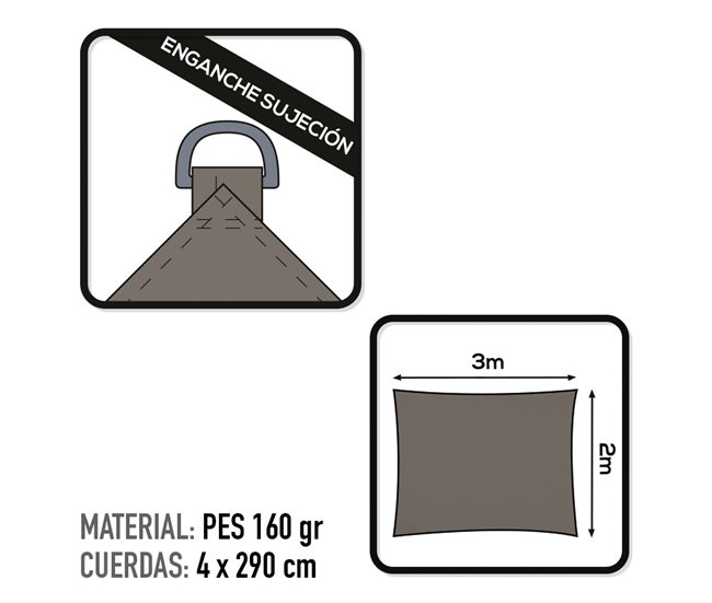 Toldo sombreo rectangular Aktive Garden gris antracita Gris