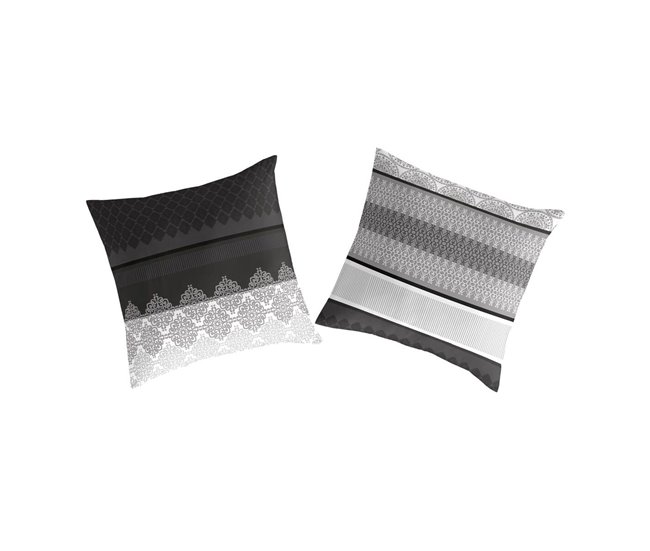 2 fundas de almohada MARBLE Negro