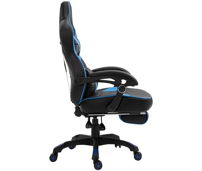 Silla Gaming Tilos En Simil Cuero Azul/ Negro