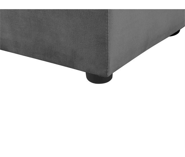 Beliani Cama con banco de almacenaje Terciopelo NOYERS 170x247 Gris