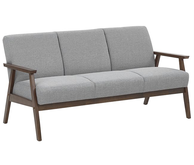 Beliani Sofá de 3 plazas Poliéster ASNES Gris Claro