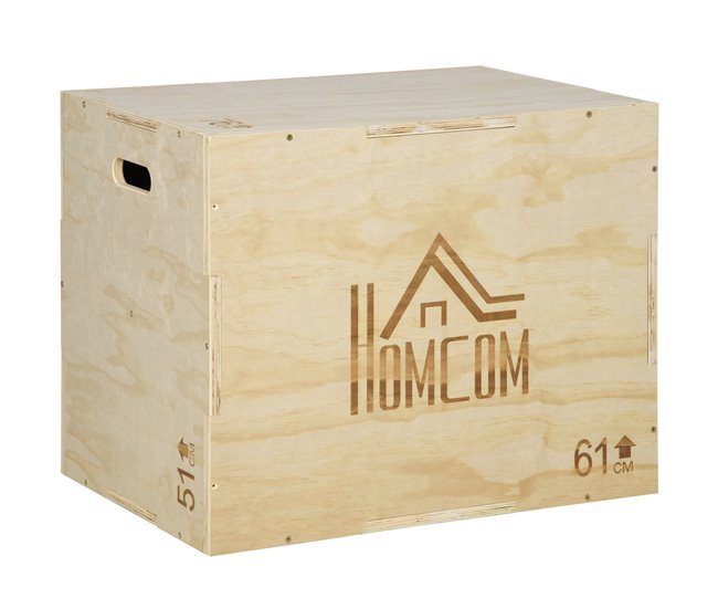 Caja Pliométrica Madera de Haya HOMCOM, ferretería - seguridad Marron