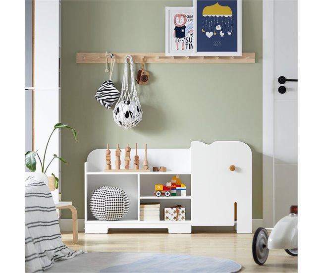 Estantería Infantil en Forma de Elefante KMB62-W SoBuy Blanco