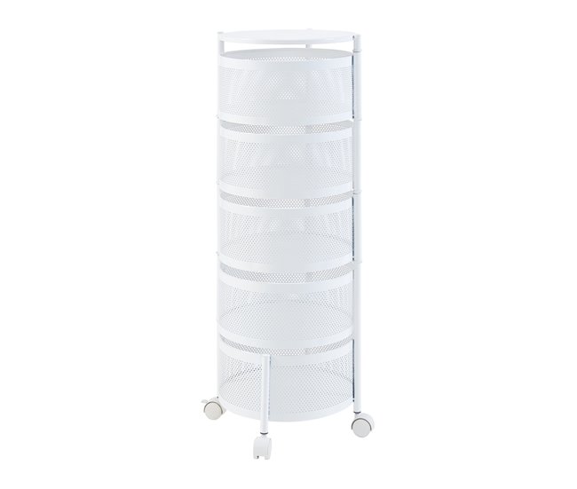 [en.casa] Carrito de cocina Steigen con 5 cestas redondas acero 33 Blanco