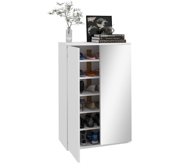 Armario de Zapatos Melamina de Madera, Acrílico HOMCOM Blanco