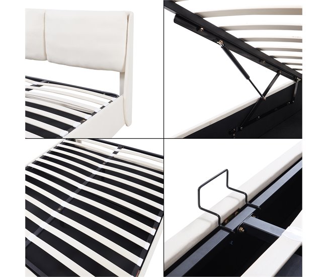 Cama matrimonio Lunner somier abatible 204x166 Beige